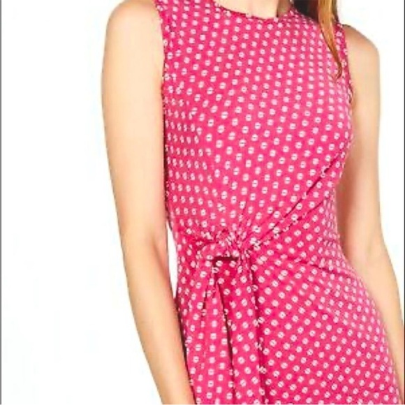 MICHAEL KORS Pink Sliced-dot Side Tie Body Con Mini Dress - Picture 2 of 12
